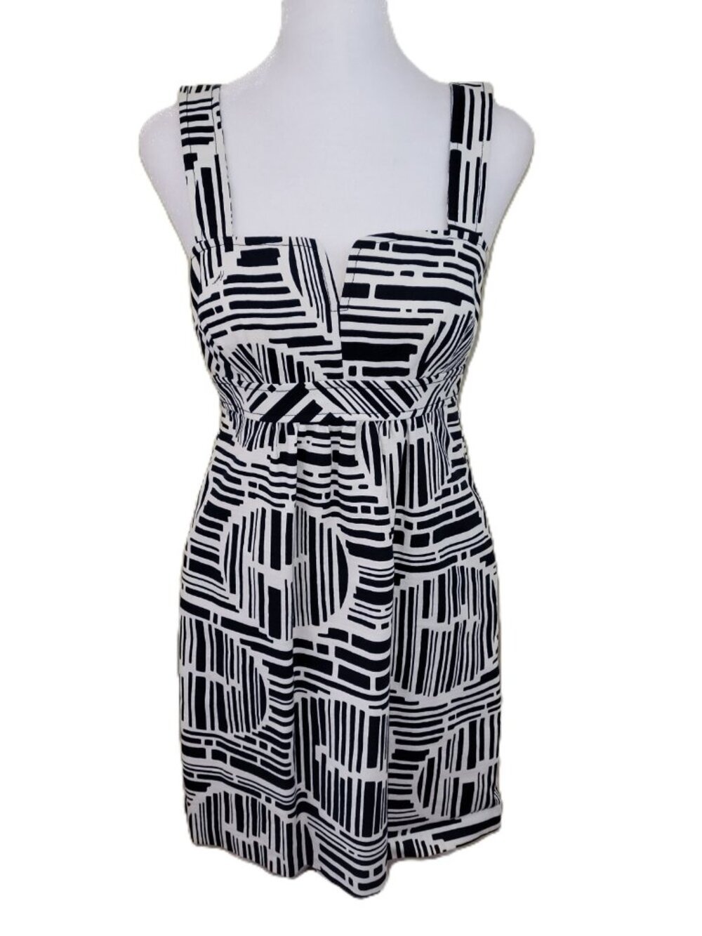 Trina Turk Sleeveless Sheath Mini Dress Navy Blue & White Women's No Size Tag S